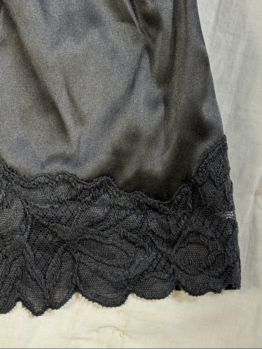 NWT Auden Women's Black Satin Lace Trim Half Slip Skirt Lingerie‎ Underskirt New - Picture 9 of 10